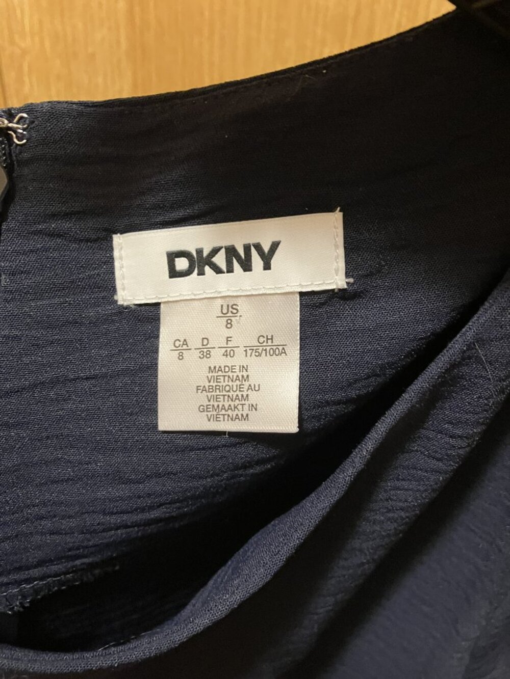 DKNY Navy Blue & White Ruffle Hem Dress - Size 8 - Picture 5 of 5